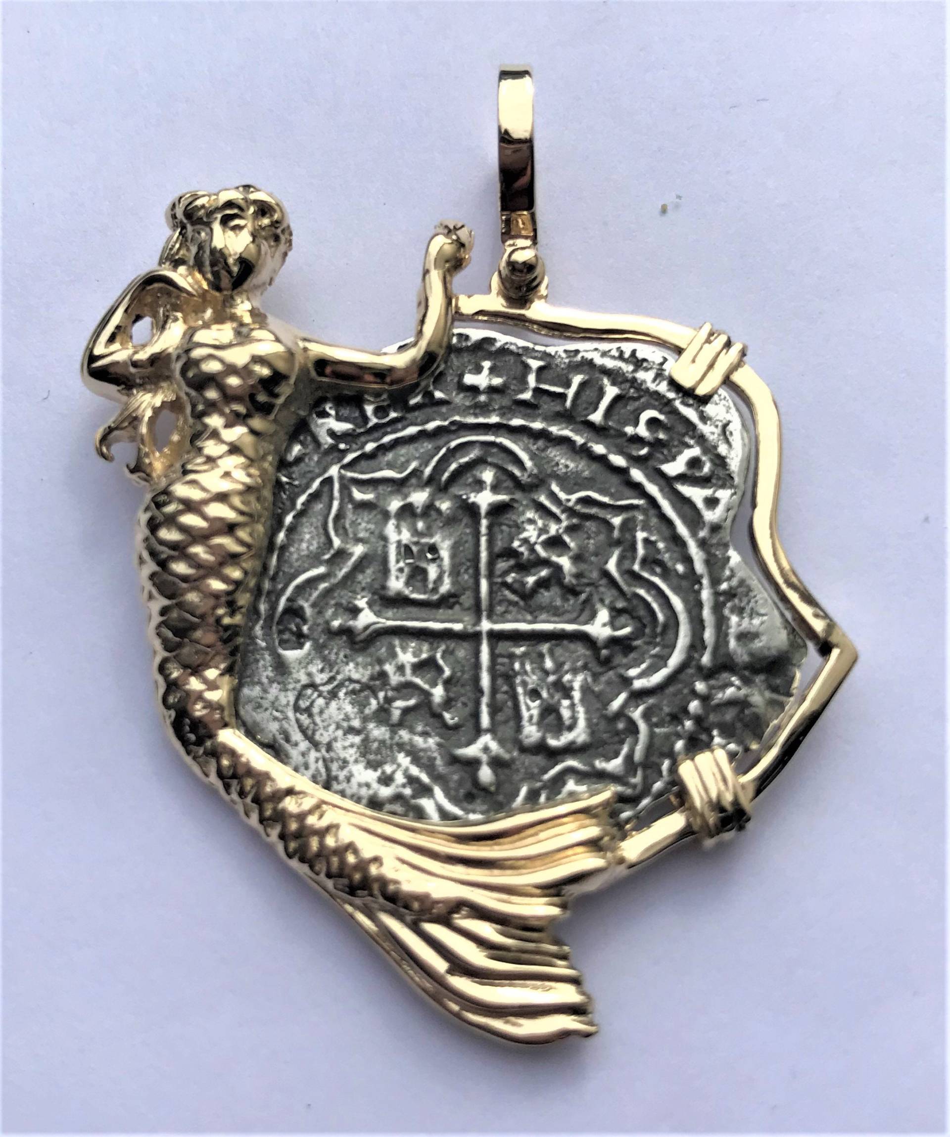 Meerjungfrau Anhänger Atocha Münze 14K Gold 8 Reale Treasure Schmuck von GalleonTreasureShop