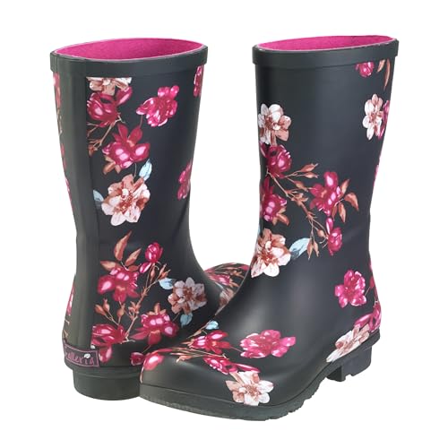 Galleria's Damen Mid-Calf Rain Boots, Schwarz-botanisch, 43 EU von Galleria Enterprises