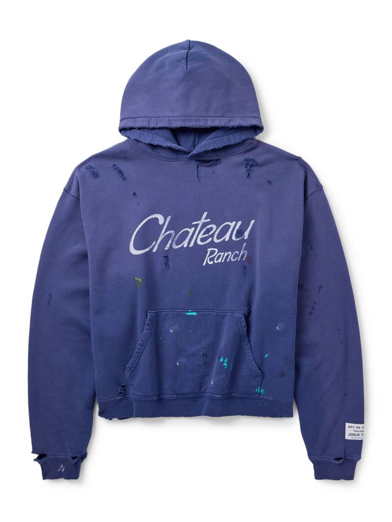 Gallery Dept. - Chateau Ranch Distressed Paint-Splattered Logo-Print Supima Cotton-Jersey Hoodie - Men - Blue - L Gallery Dept. - Chateau Ranch Distressed Paint-Splattered Logo-Print Supima Cotton-Jersey Hoodie - Men - Blue - L von Gallery Dept.