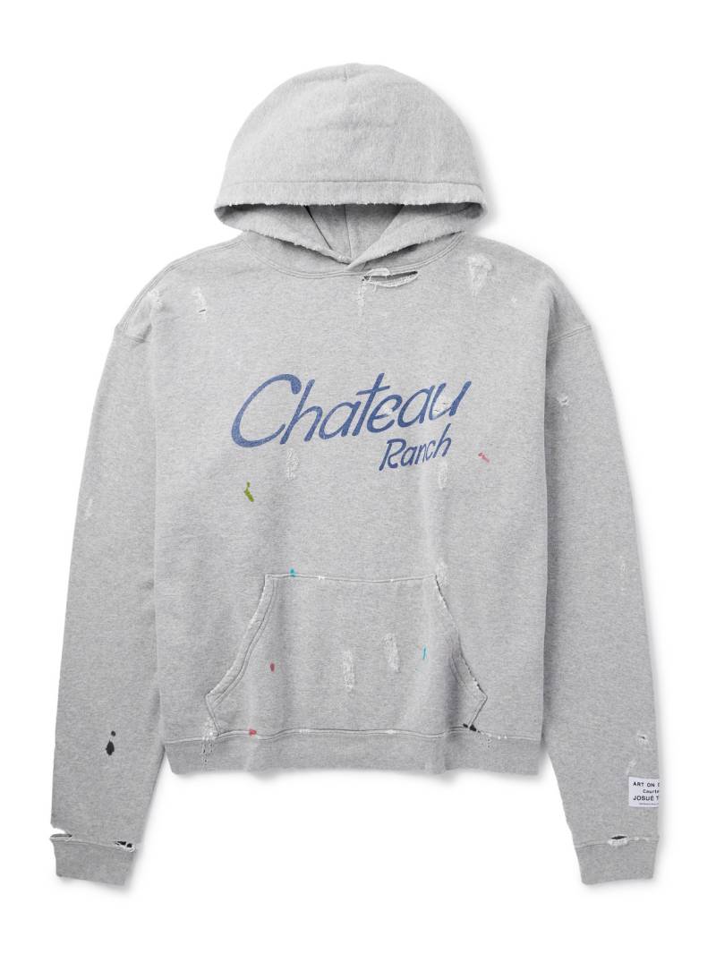 Gallery Dept. - Chateau Ranch Distressed Paint-Splattered Printed Cotton-Blend Jersey Hoodie - Men - Gray - XS Gallery Dept. - Chateau Ranch Distressed Paint-Splattered Printed Cotton-Blend Jersey Hoodie - Men - Gray - XS von Gallery Dept.