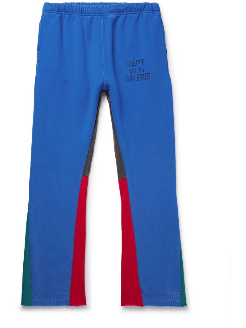 Gallery Dept. - Flared Denim-Panelled Logo-Print Cotton-Jersey Sweatpants - Men - Blue - L von Gallery Dept.