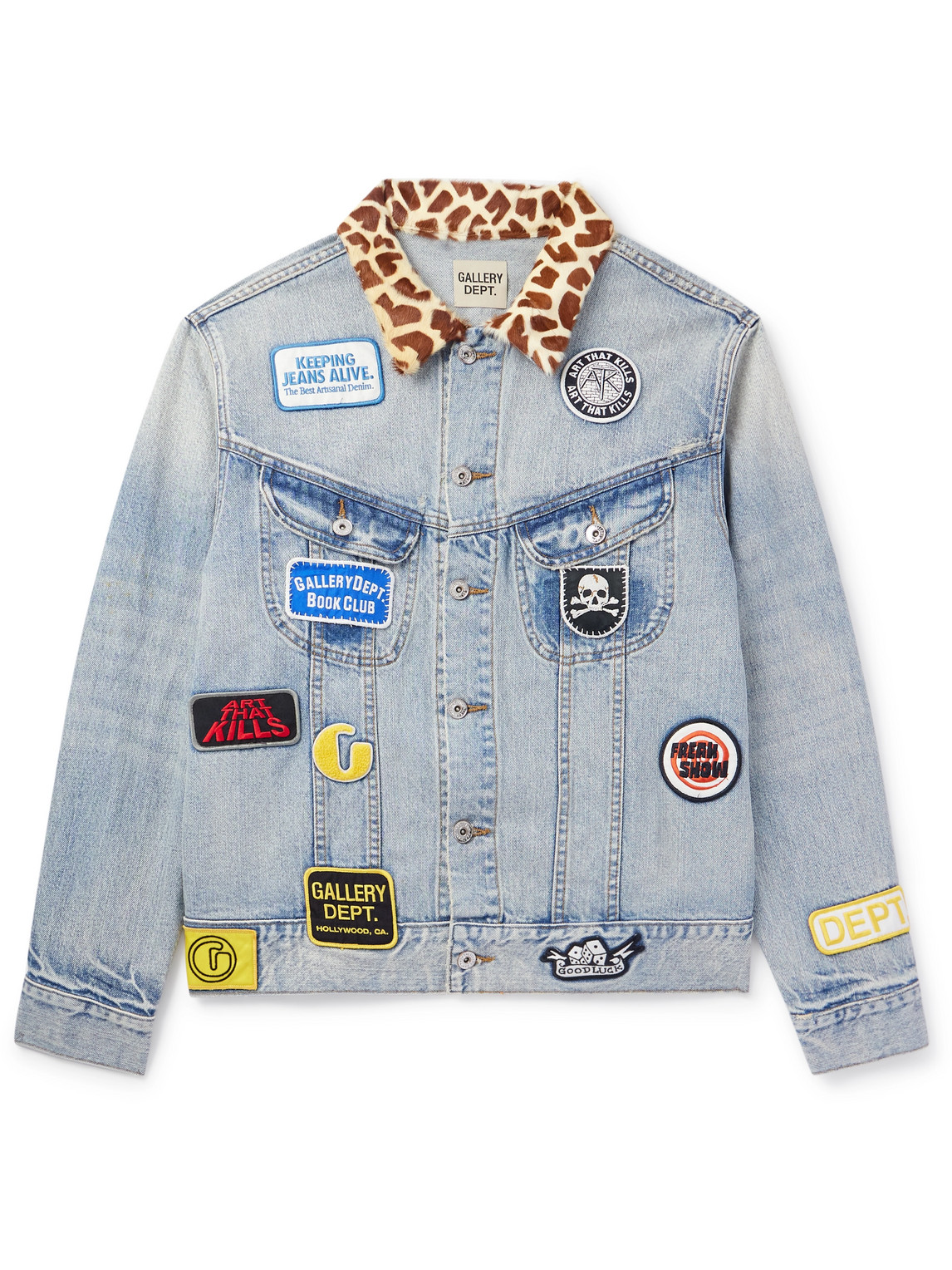 Gallery Dept. - Headline Logo-Appliquéd Printed Denim Jacket - Men - Blue - L von Gallery Dept.