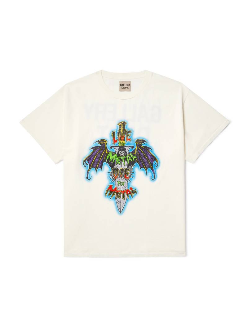 Gallery Dept. - Live For Metal Glittered Printed Cotton-Jersey T-Shirt - Men - Neutrals - XXL von Gallery Dept.