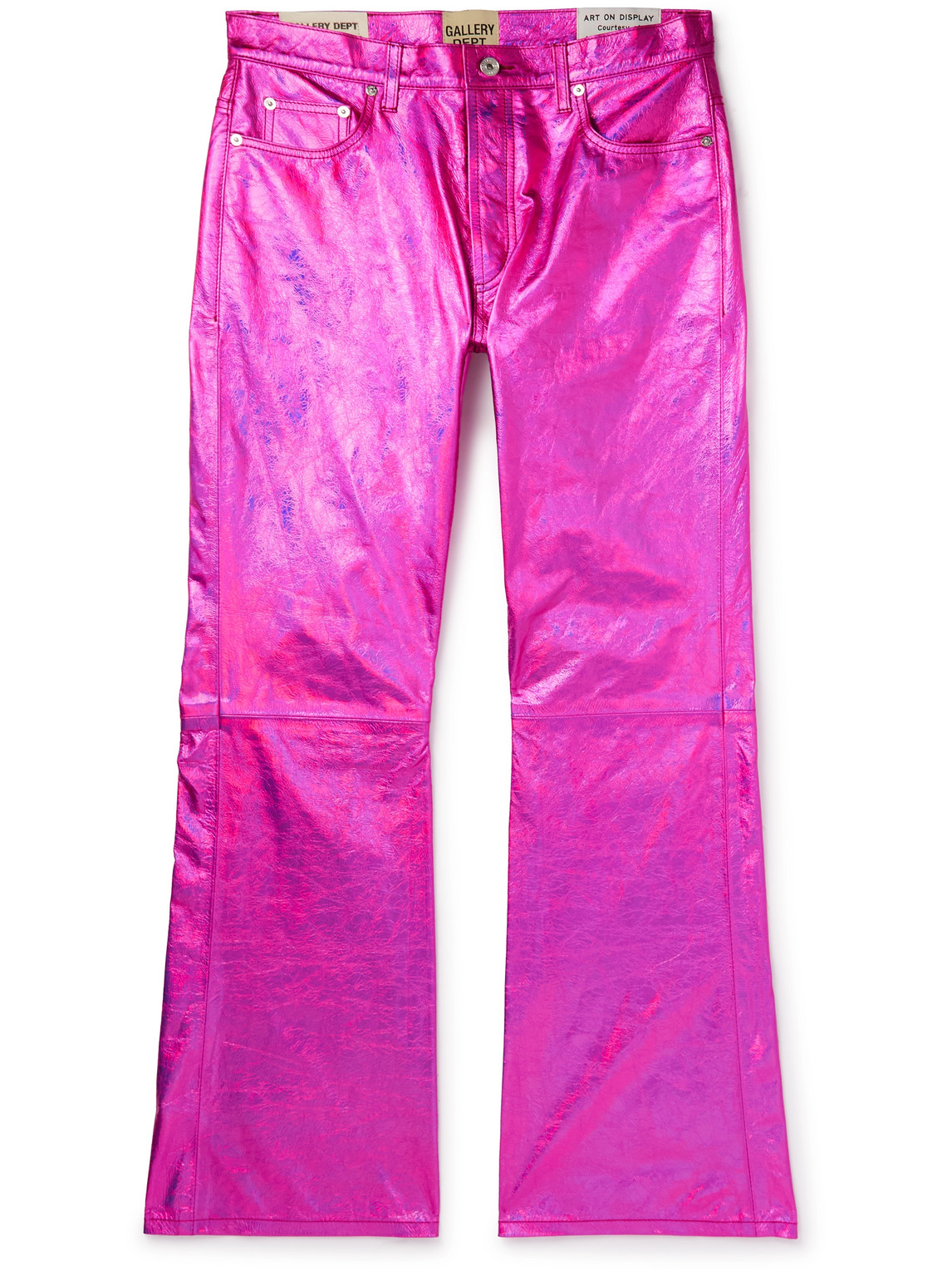 Gallery Dept. - Logan Galactic Flared Distressed Metallic Crinkled-Leather Trousers - Men - Pink - UK/US 30 von Gallery Dept.