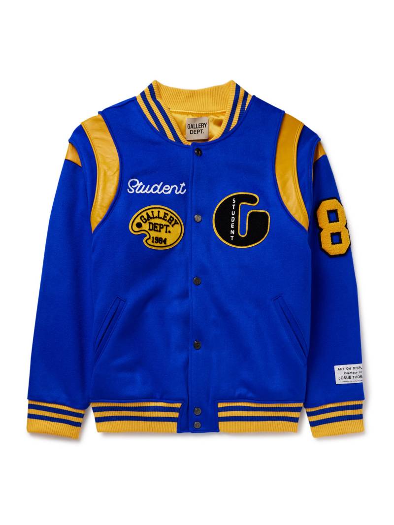Gallery Dept. - Logo-Embroidered Appliquéd Leather-Trimmed Wool-Blend Felt Varsity Jacket - Men - Blue - XL von Gallery Dept.