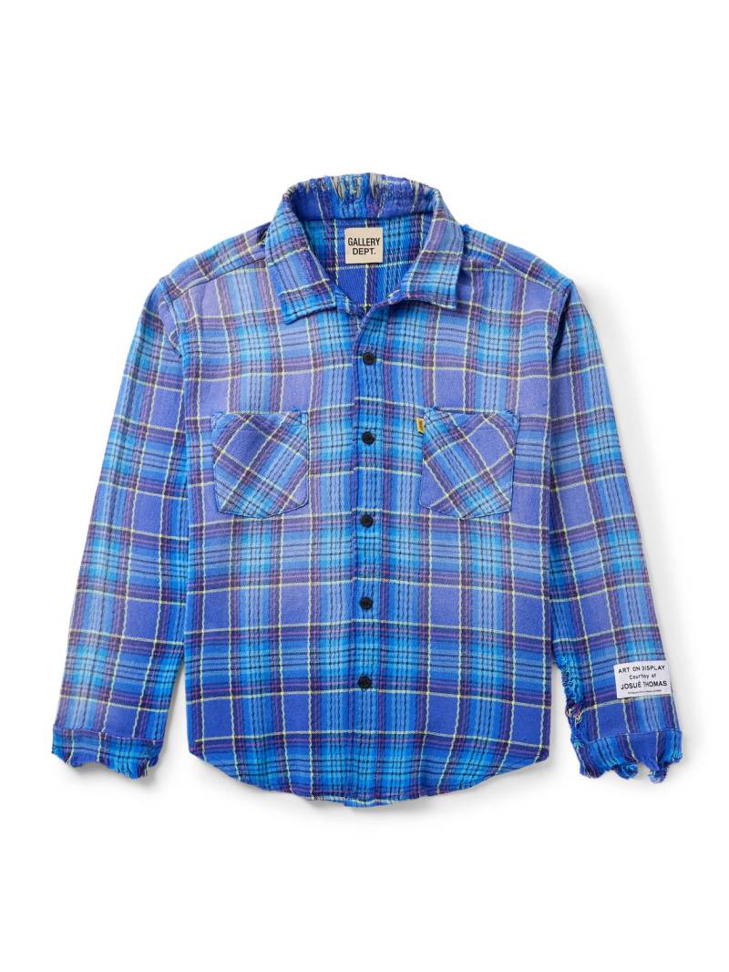 Gallery Dept. - Marley Logo-Appliquéd Distressed Checked Cotton-Flannel Shirt - Men - Blue - L Gallery Dept. - Marley Logo-Appliquéd Distressed Checked Cotton-Flannel Shirt - Men - Blue - L von Gallery Dept.