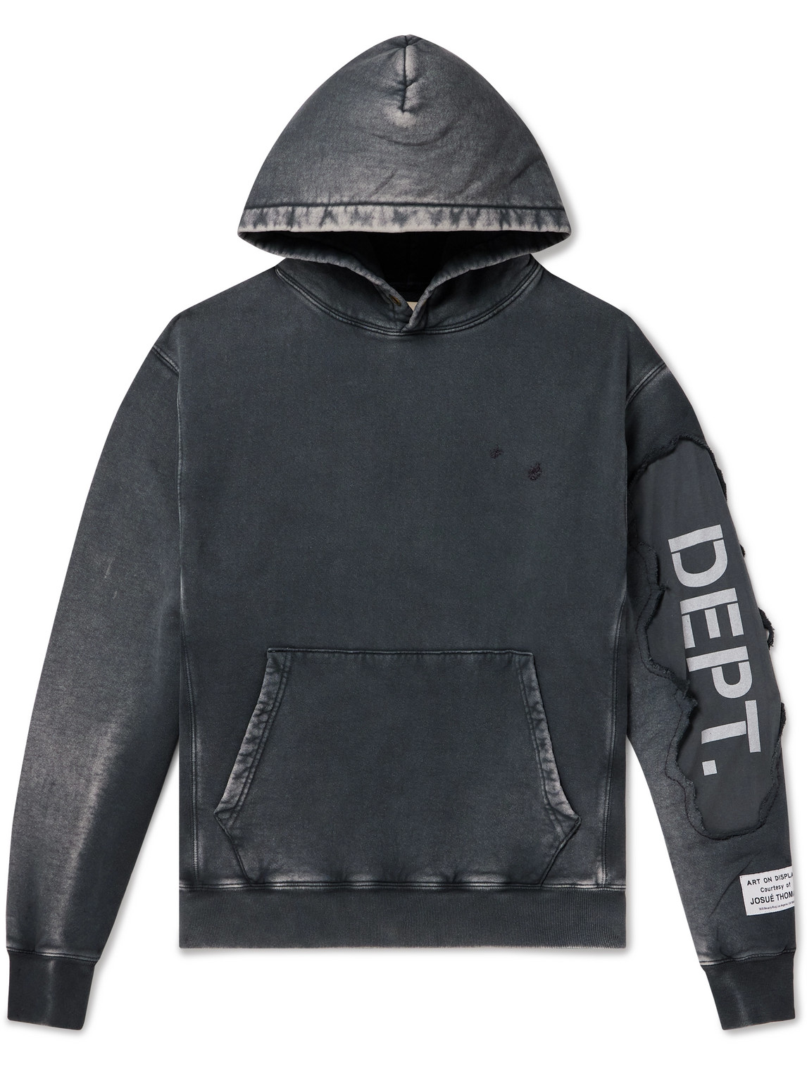 Gallery Dept. - Stencil Distressed Logo-Print Appliquéd Cotton-Jersey Hoodie - Men - Gray - L von Gallery Dept.