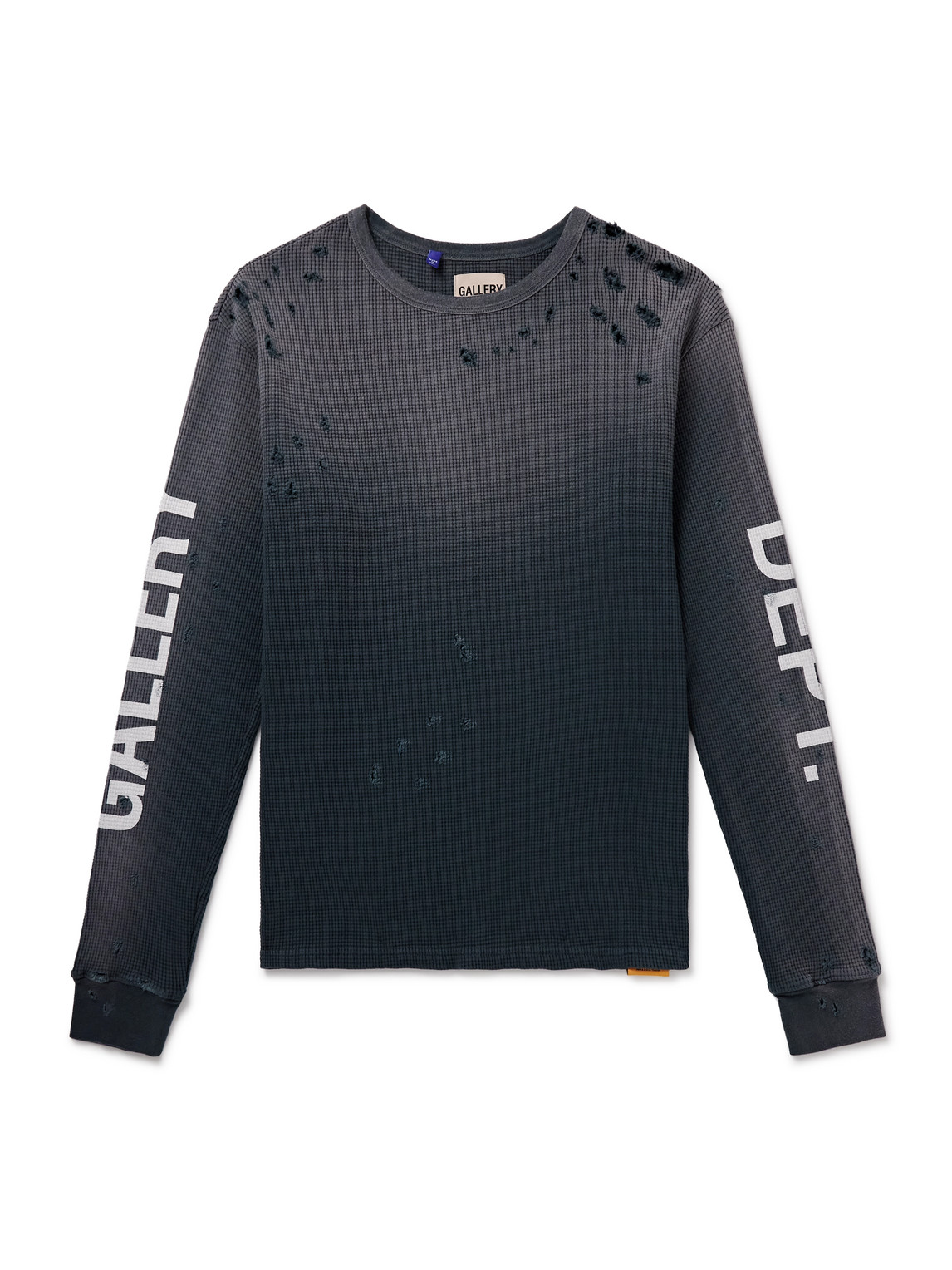 Gallery Dept. - Urcle Distressed Logo-Print Waffle-Knit Cotton T-Shirt - Men - Gray - L von Gallery Dept.