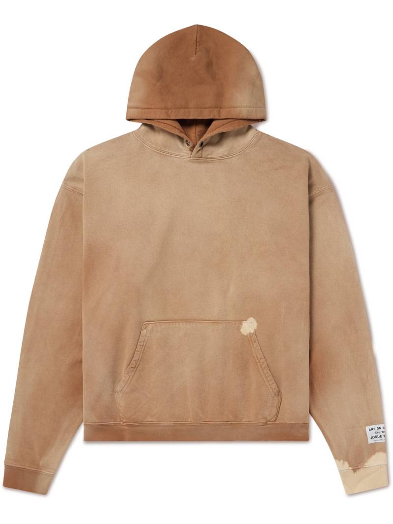 Gallery Dept. - Ventura Logo-Appliquéd Distressed Cotton-Jersey Hoodie - Men - Brown - XS von Gallery Dept.