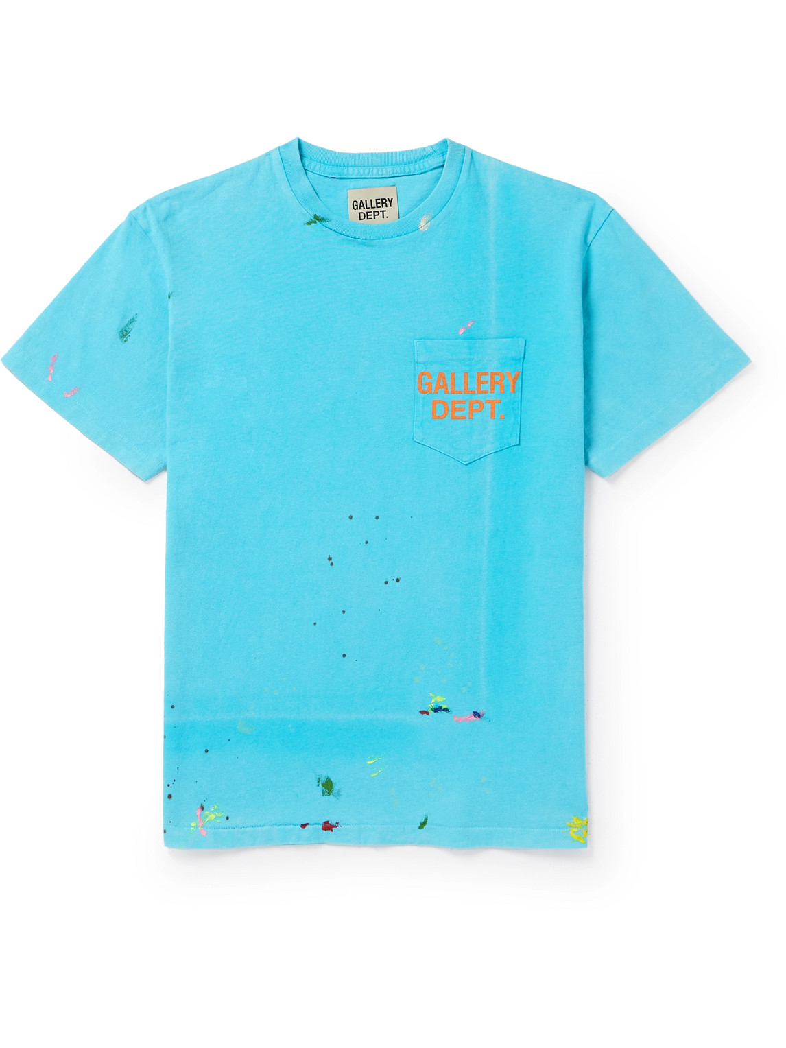 Gallery Dept. - Vintage Logo-Print Paint-Splattered Cotton-Jersey T-Shirt - Men - Blue - L von Gallery Dept.