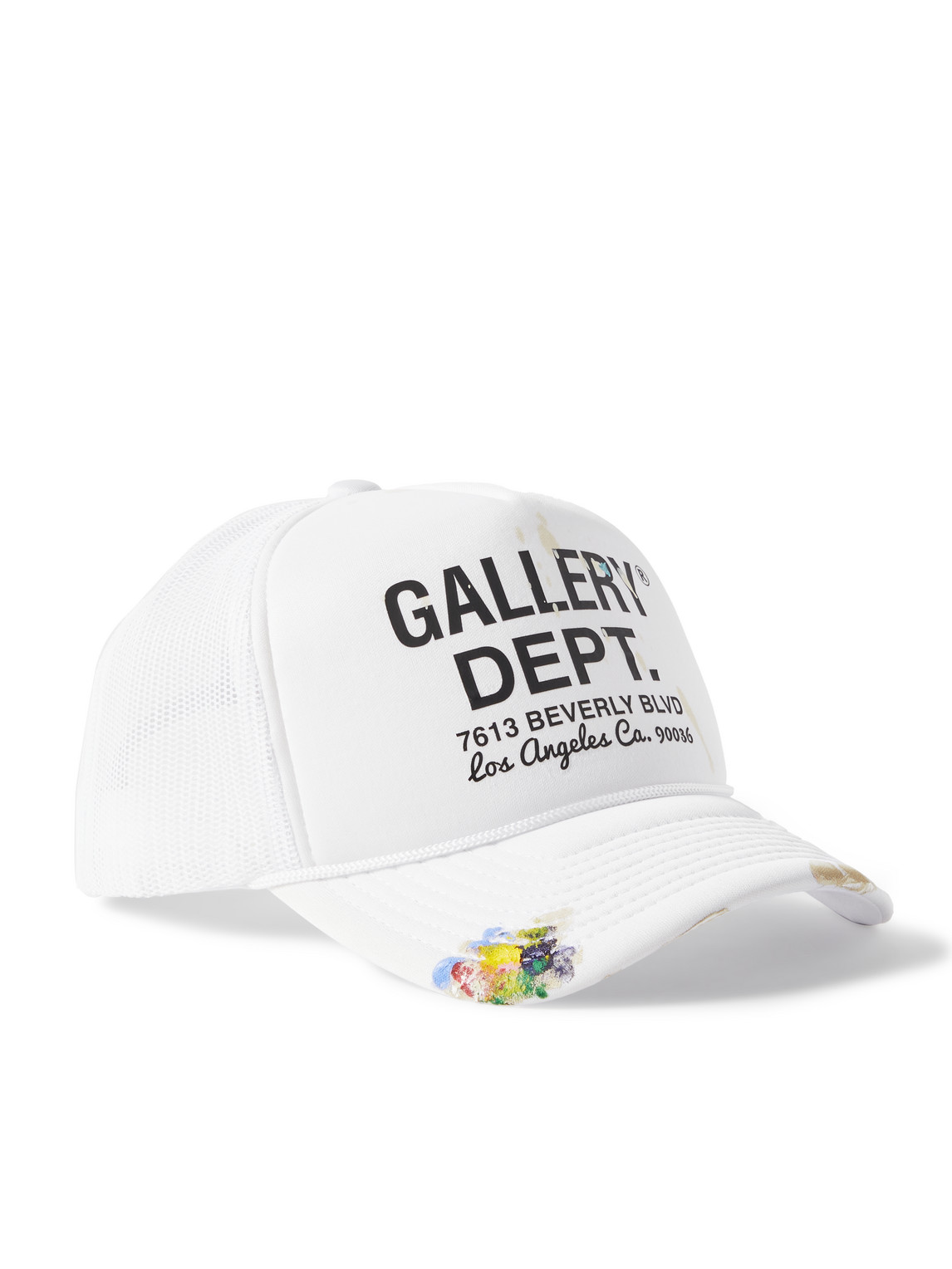 Gallery Dept. - Workshop Paint-Splattered Logo-Print Canvas and Mesh Trucker Cap - Men - White von Gallery Dept.