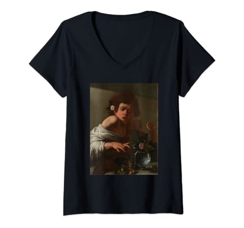 Damen "Boy Bitten by a Lizard" Gemälde von Caravaggio T-Shirt mit V-Ausschnitt Damen "Boy Bitten by a Lizard" Gemälde von Caravaggio T-Shirt mit V-Ausschnitt von Gallery Of Art