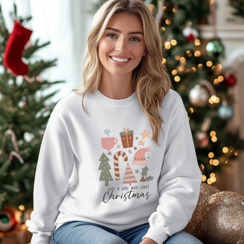 Frauen Boho Weihnachten Sweatshirt - Cozy Style Weihnachtsgeschenk Just A Girl Who Loves Christmas Design von Gallery62Shop