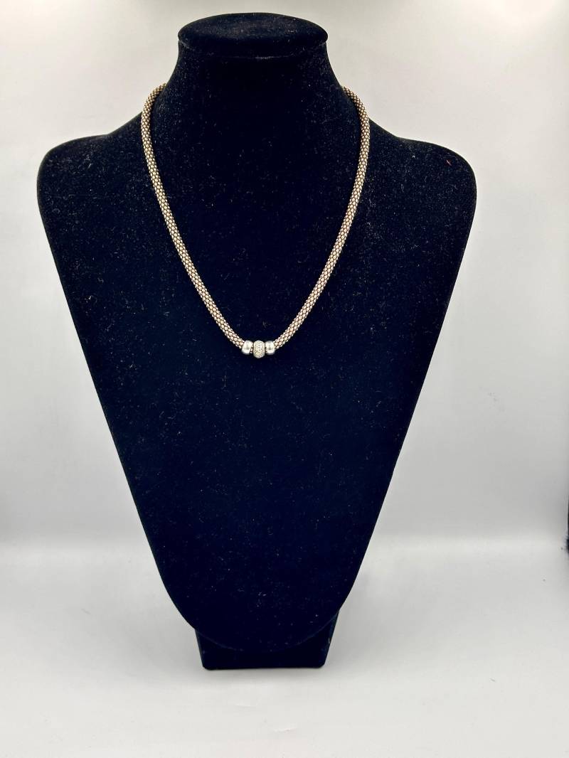 Vintage 925 Silber Halskette Mit Anhänger Und Strasssteinen von GalleryJarrodi