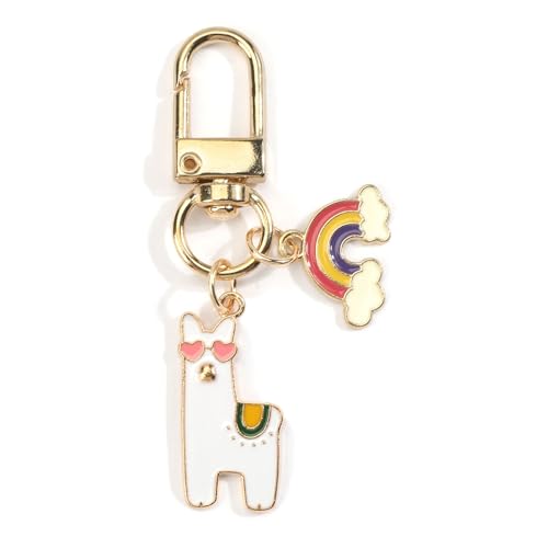 Alpaka Schlüsselanhänger, Regenbogen Makramee Anhänger Alpaka Geschenk, Boho Regenbogen Anhänger für Taschen Charm von Gallkeat