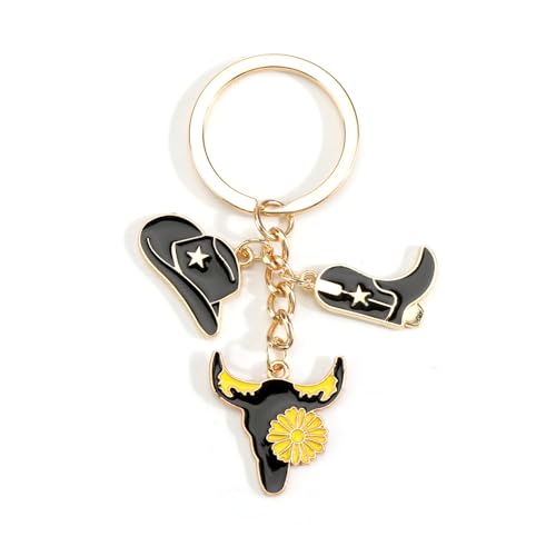 Cowboystiefel Western Schlüsselanhänger Auto Schlüssel Cowboy Junge Hut Schlüsselring Schlüsselanhänger Kette Schutzengel Anhänger Geburtstagsgeschenk Beste Freundin Geschenke Frauen Geschenk (Gold) von Gallkeat