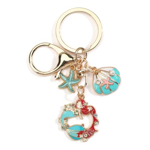 Gallkeat Muschel Seestern Schlüsselanhänger Meerjungfrau Keychains Sommerlich Auto Schlüsselanhänger für Damen Taschen Charm Mitgebsel von Gallkeat