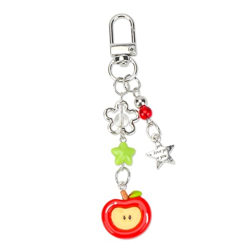 Gallkeat Y2K Schlüsselanhänger, Süßes Apfel Stern Keychain, Taschen Anhänger, Stilvolle Zubehör für Frauen Rucksack, Rot von Gallkeat