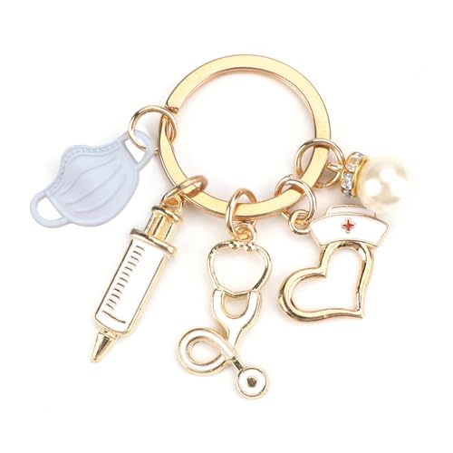 Krankenschwester Schlüsselanhänger Metall Arzt Schlüsselanhänger mit Krankenschwester Kappe Spritze und Stethoskop Arzt für Geburtstagen Abschluss nspirierendes Geschenk von Gallkeat