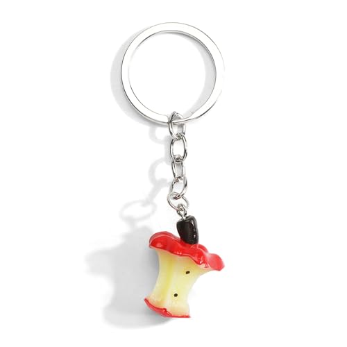 Obst Schlüsselanhänger, Niedliche Cartoon Schlüsselanhänger für Damen, Gegessener Apfel mit Apfelkern Design, Taschen Charms Anhänger, Auto Schlüsselanhänger von Gallkeat