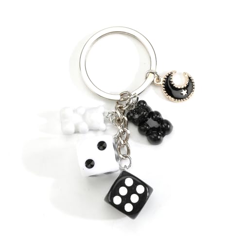 Würfel Schlüsselanhänger Metall Glücksbringer Retro Quadrat Schlüsselanhänger Würfel Anhänger Taschen Anhänger Charms Accessories Frauen Männer Geschenk Autospiegel Rückspiegel Anhänger von Gallkeat