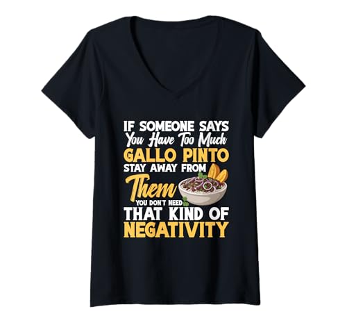 Damen Gallo Pinto-Enthusiast Nicaragua Zu viel Gallo Pinto T-Shirt mit V-Ausschnitt Damen Gallo Pinto-Enthusiast Nicaragua Zu viel Gallo Pinto T-Shirt mit V-Ausschnitt von Gallo Pinto Costume For Gallo Pinto Foodie & Lover