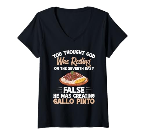 Damen Gallo Pinto Nica Snack-Enthusiast kreiert Gallo Pinto T-Shirt mit V-Ausschnitt Damen Gallo Pinto Nica Snack-Enthusiast kreiert Gallo Pinto T-Shirt mit V-Ausschnitt von Gallo Pinto Costume For Gallo Pinto Foodie & Lover