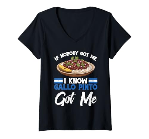 Damen Gallo Pinto Snack Nicaraguanischer Feinschmecker hat Mich erwischt Gallo Pinto T-Shirt mit V-Ausschnitt Damen Gallo Pinto Snack Nicaraguanischer Feinschmecker hat Mich erwischt Gallo Pinto T-Shirt mit V-Ausschnitt von Gallo Pinto Costume For Gallo Pinto Foodie & Lover