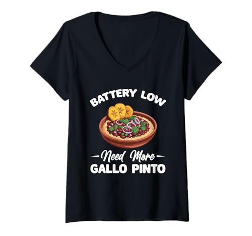 Damen Liebhaber von nicaraguanischem Essen, Gallo Pinto, brauchen mehr Gallo Pinto T-Shirt mit V-Ausschnitt Damen Liebhaber von nicaraguanischem Essen, Gallo Pinto, brauchen mehr Gallo Pinto T-Shirt mit V-Ausschnitt von Gallo Pinto Costume For Gallo Pinto Foodie & Lover