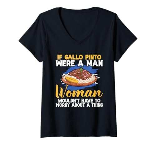 Damen Nicaraguanischer Feinschmecker Gallo Pinto Feinschmecker Mann Frau Gallo Pinto T-Shirt mit V-Ausschnitt Damen Nicaraguanischer Feinschmecker Gallo Pinto Feinschmecker Mann Frau Gallo Pinto T-Shirt mit V-Ausschnitt von Gallo Pinto Costume For Gallo Pinto Foodie & Lover