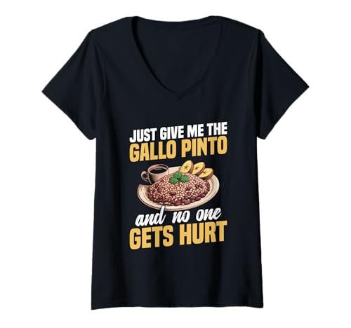 Damen Nicaraguanischer Feinschmecker Gallo Pinto Foodie Gib Mir Gallo Pinto T-Shirt mit V-Ausschnitt Damen Nicaraguanischer Feinschmecker Gallo Pinto Foodie Gib Mir Gallo Pinto T-Shirt mit V-Ausschnitt von Gallo Pinto Costume For Gallo Pinto Foodie & Lover