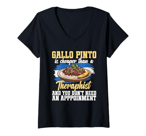 Damen Nicaraguanischer Feinschmecker Nicaragua-Enthusiast Therapeut Gallo Pinto T-Shirt mit V-Ausschnitt Damen Nicaraguanischer Feinschmecker Nicaragua-Enthusiast Therapeut Gallo Pinto T-Shirt mit V-Ausschnitt von Gallo Pinto Costume For Gallo Pinto Foodie & Lover