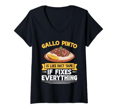 Damen Nicaraguanischer Feinschmecker Nicaraguanisches Essen Es repariert Gallo Pinto T-Shirt mit V-Ausschnitt Damen Nicaraguanischer Feinschmecker Nicaraguanisches Essen Es repariert Gallo Pinto T-Shirt mit V-Ausschnitt von Gallo Pinto Costume For Gallo Pinto Foodie & Lover
