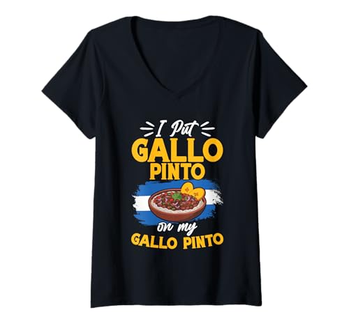 Damen Nicaraguanischer Feinschmecker Nicaraguanisches Essen Ich gebe Gallo Pinto T-Shirt mit V-Ausschnitt Damen Nicaraguanischer Feinschmecker Nicaraguanisches Essen Ich gebe Gallo Pinto T-Shirt mit V-Ausschnitt von Gallo Pinto Costume For Gallo Pinto Foodie & Lover