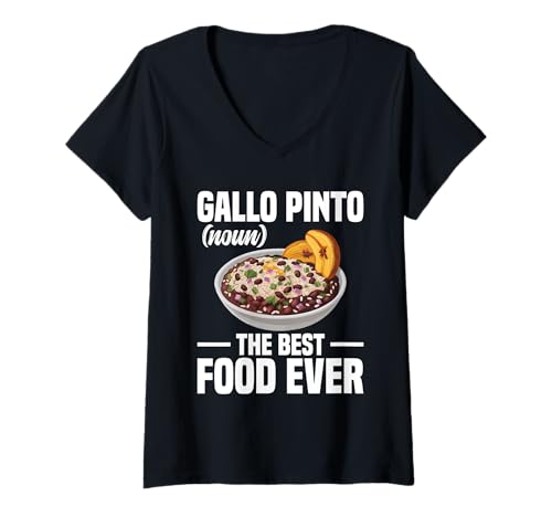 Damen Nicaraguanischer Imbiss Nicaraguano Best Food Gallo Pinto T-Shirt mit V-Ausschnitt Damen Nicaraguanischer Imbiss Nicaraguano Best Food Gallo Pinto T-Shirt mit V-Ausschnitt von Gallo Pinto Costume For Gallo Pinto Foodie & Lover