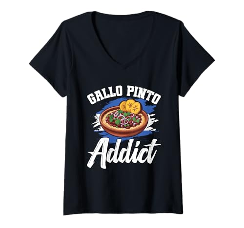 Damen Nicaraguanisches Essen Gallo Pinto Lover Addict Gallo Pinto T-Shirt mit V-Ausschnitt Damen Nicaraguanisches Essen Gallo Pinto Lover Addict Gallo Pinto T-Shirt mit V-Ausschnitt von Gallo Pinto Costume For Gallo Pinto Foodie & Lover