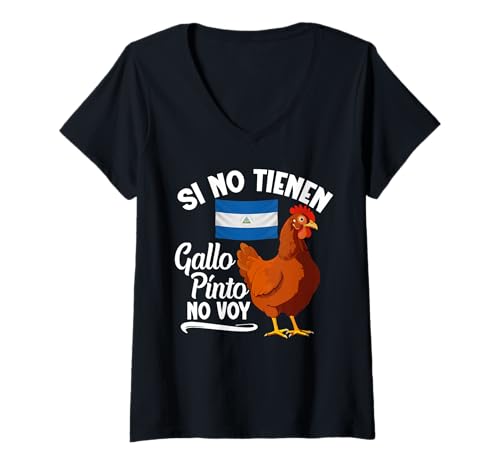 Damen Nicaraguanischer Feinschmecker-Enthusiast Nicaragua Tienen Gallo Pinto T-Shirt mit V-Ausschnitt von Gallo Pinto Illustration For Nicaraguan Food Lover