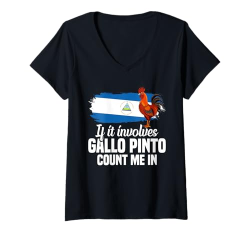 Damen Nicaraguanischer Feinschmecker Nicaragua-Enthusiast Involve Gallo Pinto T-Shirt mit V-Ausschnitt von Gallo Pinto Illustration For Nicaraguan Food Lover