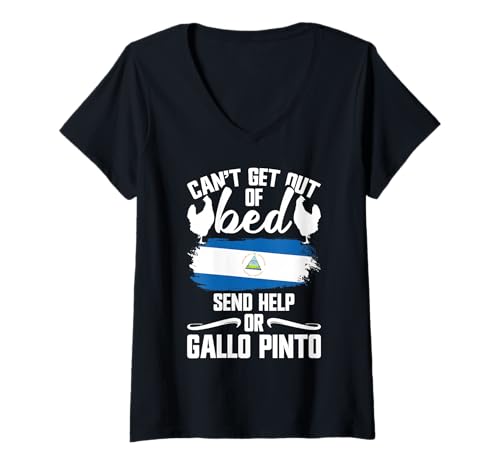 Damen Nicaraguanisches Essen Gallo Pinto Enthusiast Hilfe senden Gallo Pinto T-Shirt mit V-Ausschnitt Damen Nicaraguanisches Essen Gallo Pinto Enthusiast Hilfe senden Gallo Pinto T-Shirt mit V-Ausschnitt von Gallo Pinto Illustration For Nicaraguan Food Lover