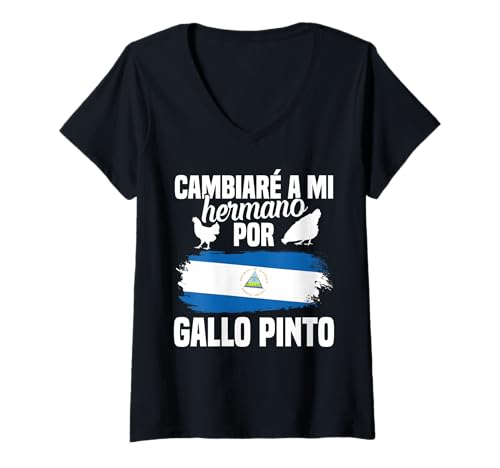 Damen Nicaraguanisches Essen Nicaragua-Enthusiast Hermano Gallo Pinto T-Shirt mit V-Ausschnitt von Gallo Pinto Illustration For Nicaraguan Food Lover