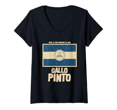 Damen Nizza-Enthusiast Nicaraguanisches Essen Necesito Gallo Pinto T-Shirt mit V-Ausschnitt Damen Nizza-Enthusiast Nicaraguanisches Essen Necesito Gallo Pinto T-Shirt mit V-Ausschnitt von Gallo Pinto Illustration For Nicaraguan Food Lover