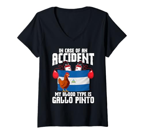 Damen Unfall eines Enthusiasten in Nicaragua Gallo Pinto T-Shirt mit V-Ausschnitt Damen Unfall eines Enthusiasten in Nicaragua Gallo Pinto T-Shirt mit V-Ausschnitt von Gallo Pinto Illustration For Nicaraguan Food Lover