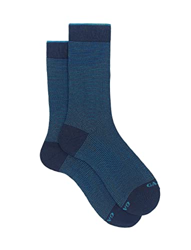 Gallo Men's short light blue cotton socks with two-tone stripes. von Gallo