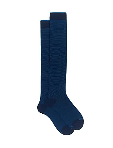 Gallo Men's long light blue cotton socks with two-tone stripes. Gallo Men's long light blue cotton socks with two-tone stripes. von Gallo