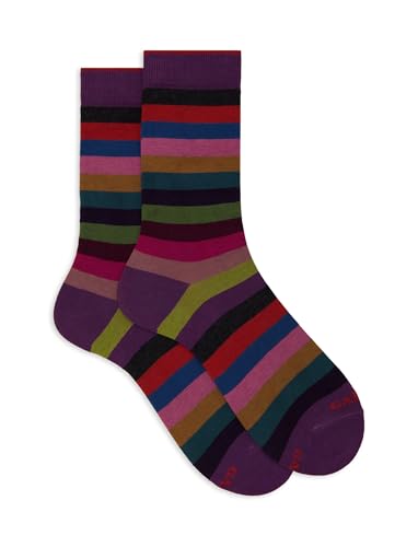 Gallo Men's short fuchsia cotton socks with even stripes Gallo Men's short fuchsia cotton socks with even stripes von Gallo