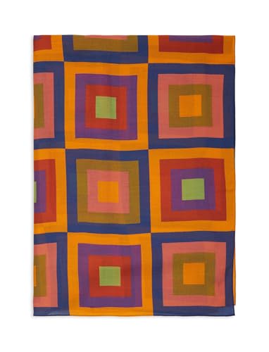 Lightweight unisex yellow scarf with concentric square motif von Gallo