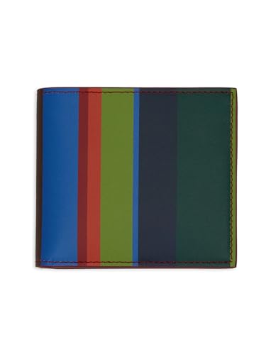 Men's Green Leather Wallet with Multicoloured Stripes. von Gallo