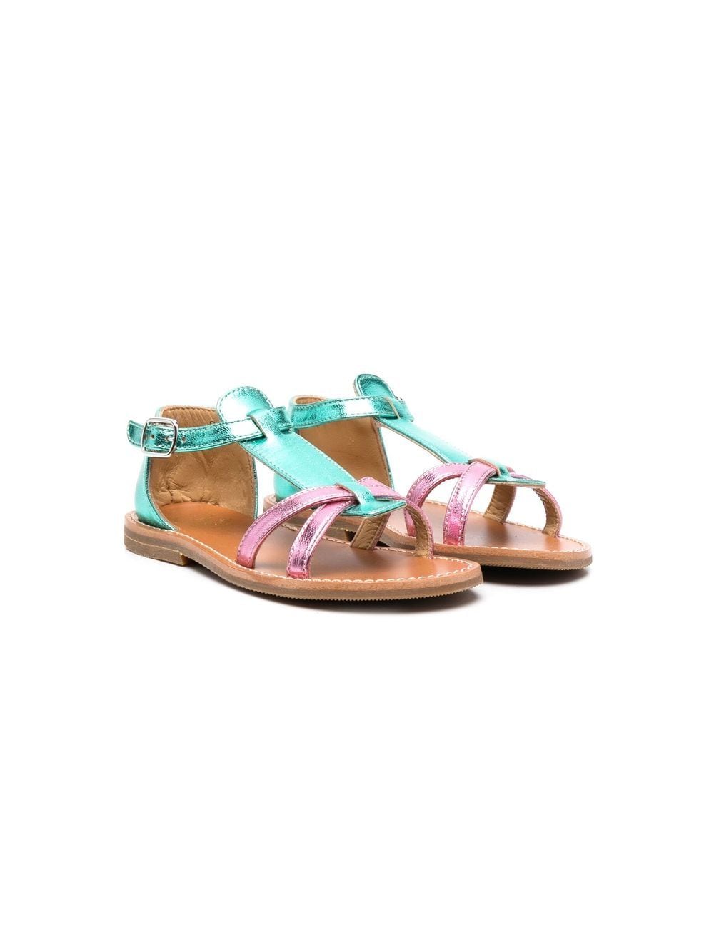 Gallucci Kids Flache Sandalen im Metallic-Look - Rosa von Gallucci Kids