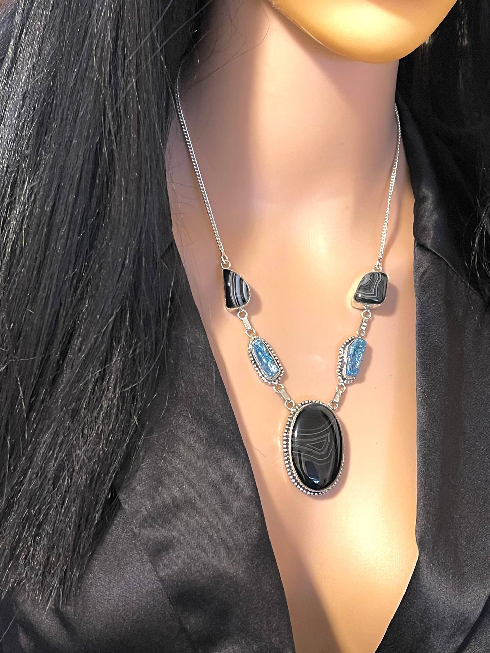 Botswana Achat, Perlen, Halskette, Multi Stone Statement Halskette Botswana Achat, Perlen, Halskette, Multi Stone Statement Halskette von Galocher