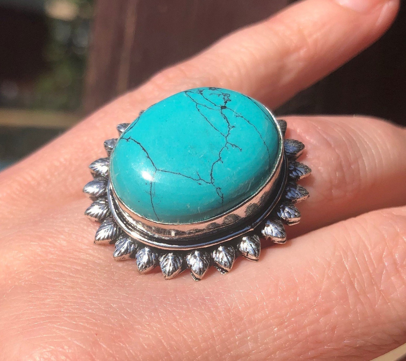 Natürlicher Türkis Statement Ring, Größe 6, 75 von Galocher